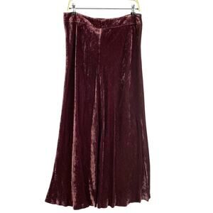 J. Jill Whimsigoth Velvet Maxi Skirt Women Size 12 Burgundy Long Flare Holiday